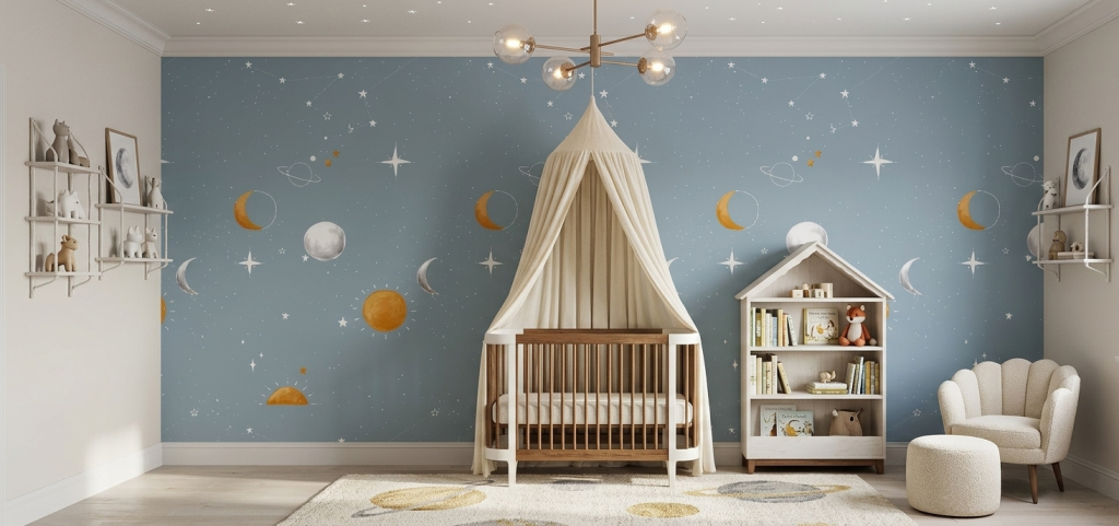 Çocuk Odası Tek Parça Tekstil Duvar Kağıdı 2